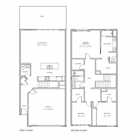 Floor plan for 3 beds, 2.5 baths, 1990 sqft
